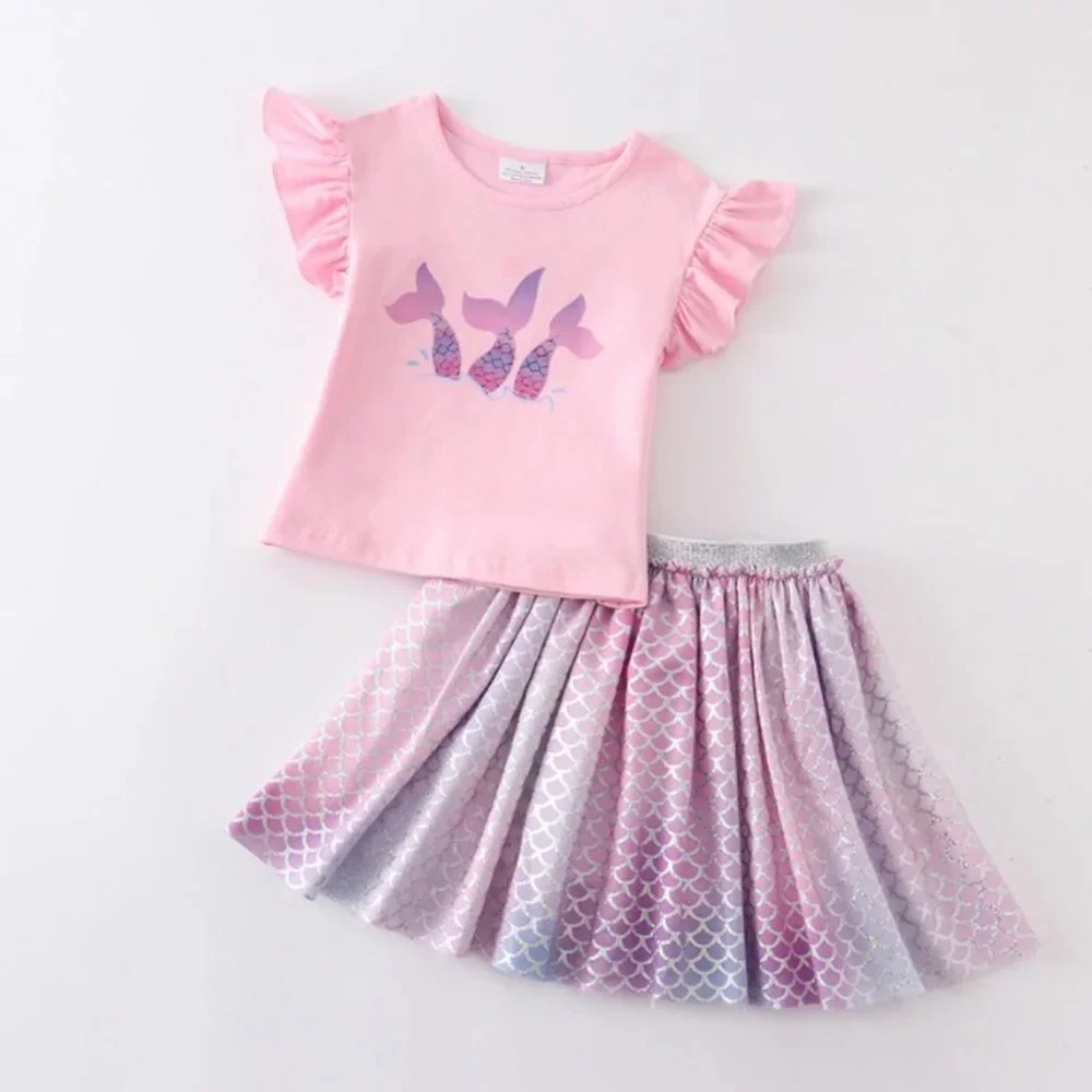 Boutique Mermaid Girls Skirt Outfit Set